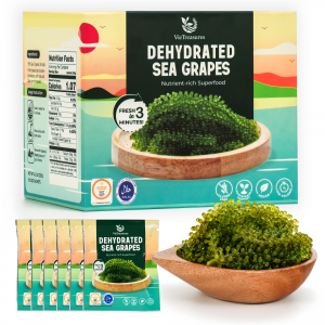 Dehydrated Sea Grapes - 4.2oz (6 x 0.7oz Packs) | Organic Green Caviar Seaweed | Vegan, Gluten-Free, Low Calorie Superfood for Salads & Sushi | Supports Immunity & Overall Wellness