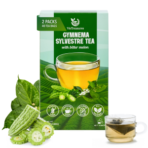 Gymnema Leaf Tea - 2.8oz (40 Tea Bags) | With Bittermelon, Stevia | Non GMO, Caffeine-Free, Antioxidant, Vegan, Keto-Friendly Organic Herbal Infusion Tea | Energy Boost & Health Support