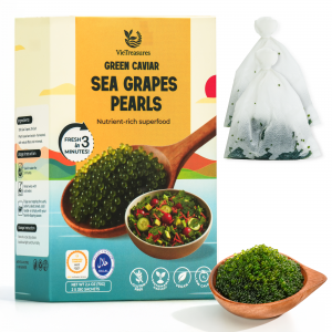 Sea Grapes Pearls – 1.4oz (2 x 1.2oz Packs) | Green Caviar-Style Seagrape| Vegan, Gluten-Free Sushi, Salad, Snacks Topping with Popping Texture – Plant-Based Superfood Rich in Minerals