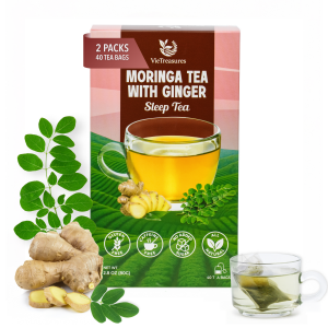 Sleep Herbal Tea with Moringa & Ginger – 2.8oz (40 Herbal Tea Bags) | Sophora, Pagoda Flower & Stevia Blend | Caffeine-Free Sleep & Detox Tea – Supports Relaxation, Digestion & Wellness