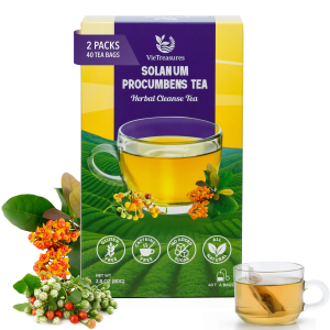 Solanum Procumbens Leaf Tea - 2.8oz (40 Tea Bags) | With Celastrus and Stevia Blend | Caffeine-free, Gluten-free, Sugar-free Herbal Cleanse Tea for Relax, Energy & Inner Health Support